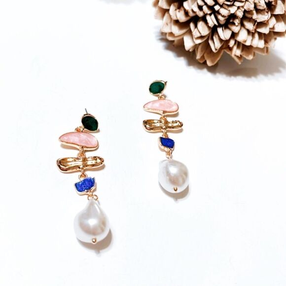 Pearl drop earrings M13 - Picture 2 of 6